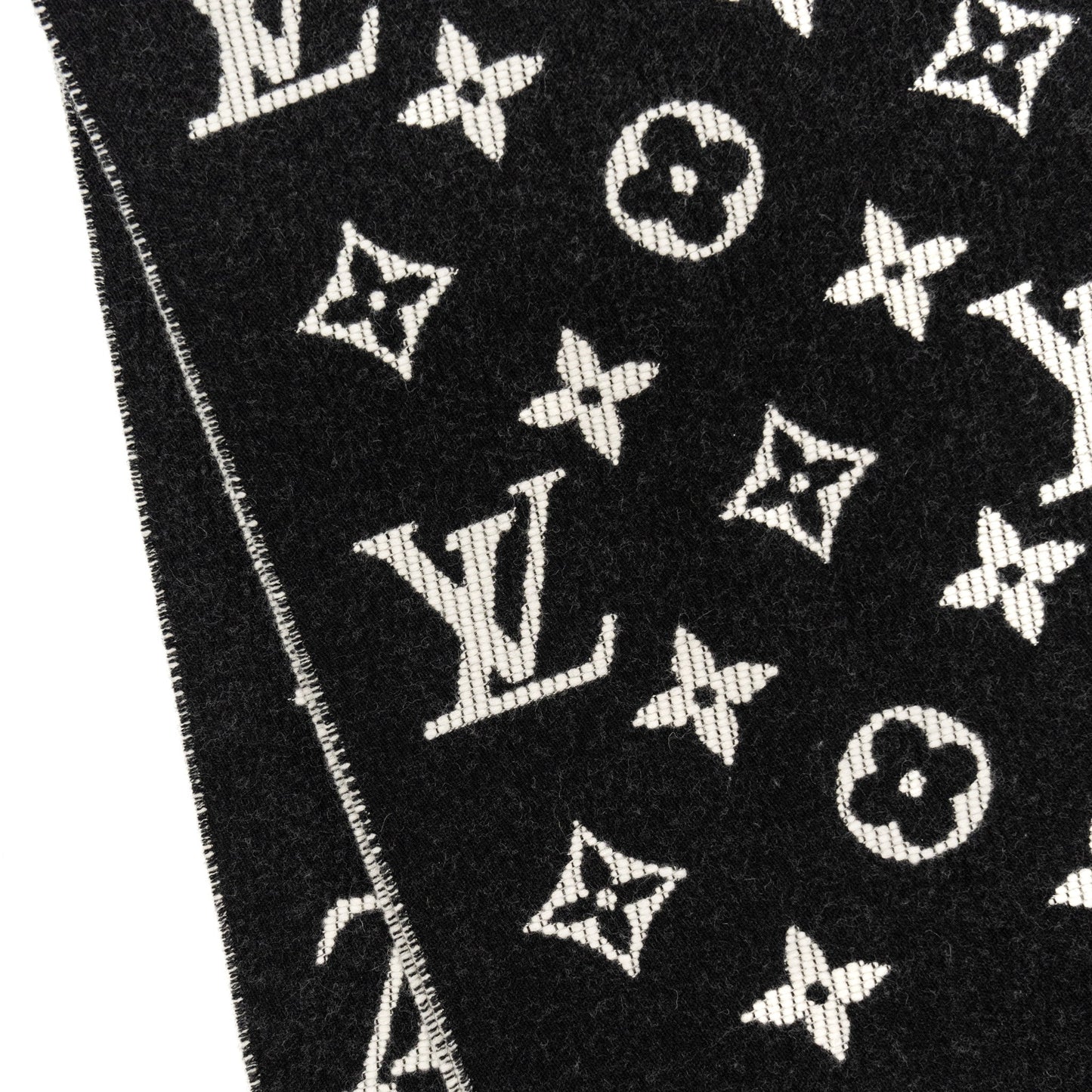 Louis Vuitton Giant Monogram Scarf Cashmere/Wool Black/White