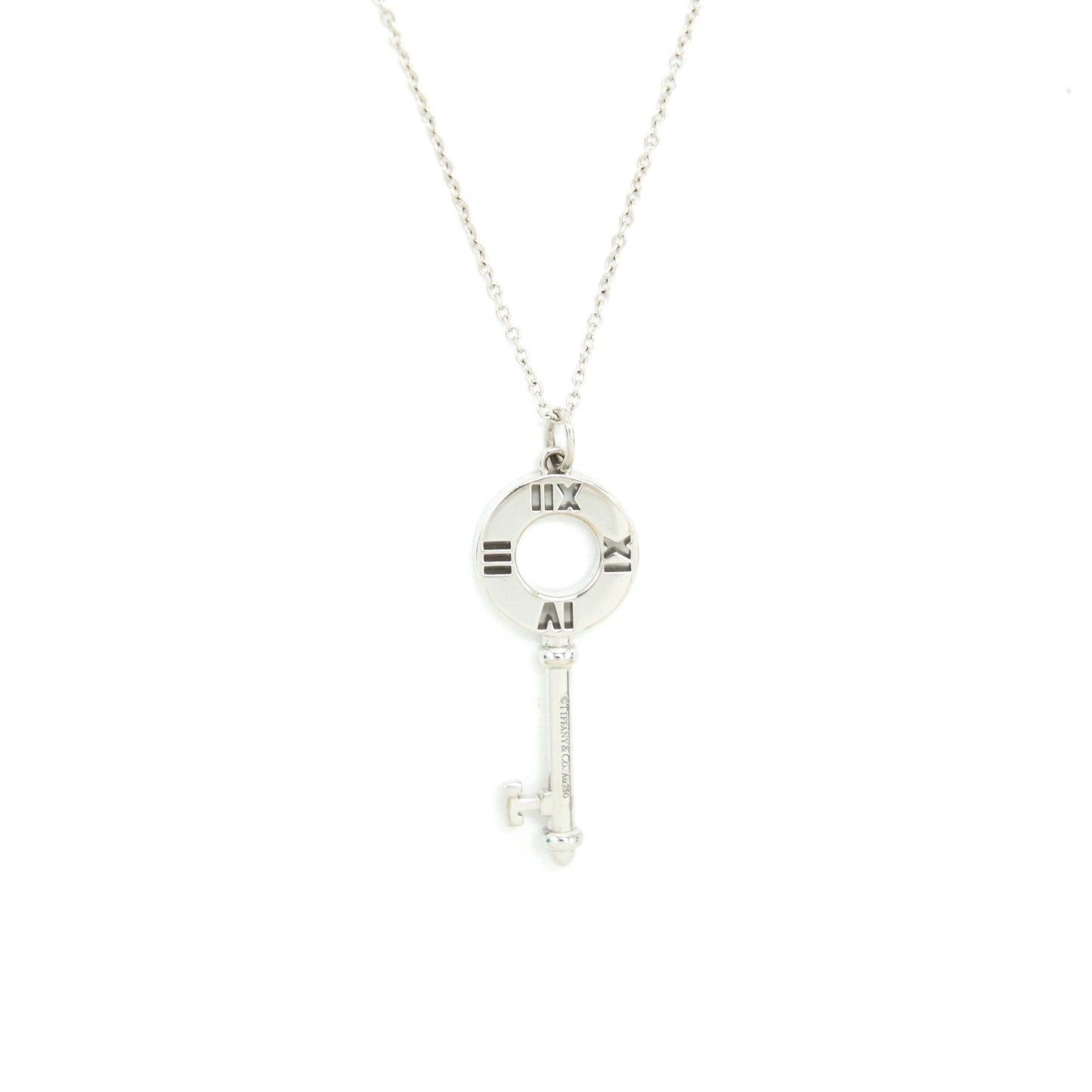 Tiffany Key Atlas Pierced Key pedant in 18K White Gold with diamonds