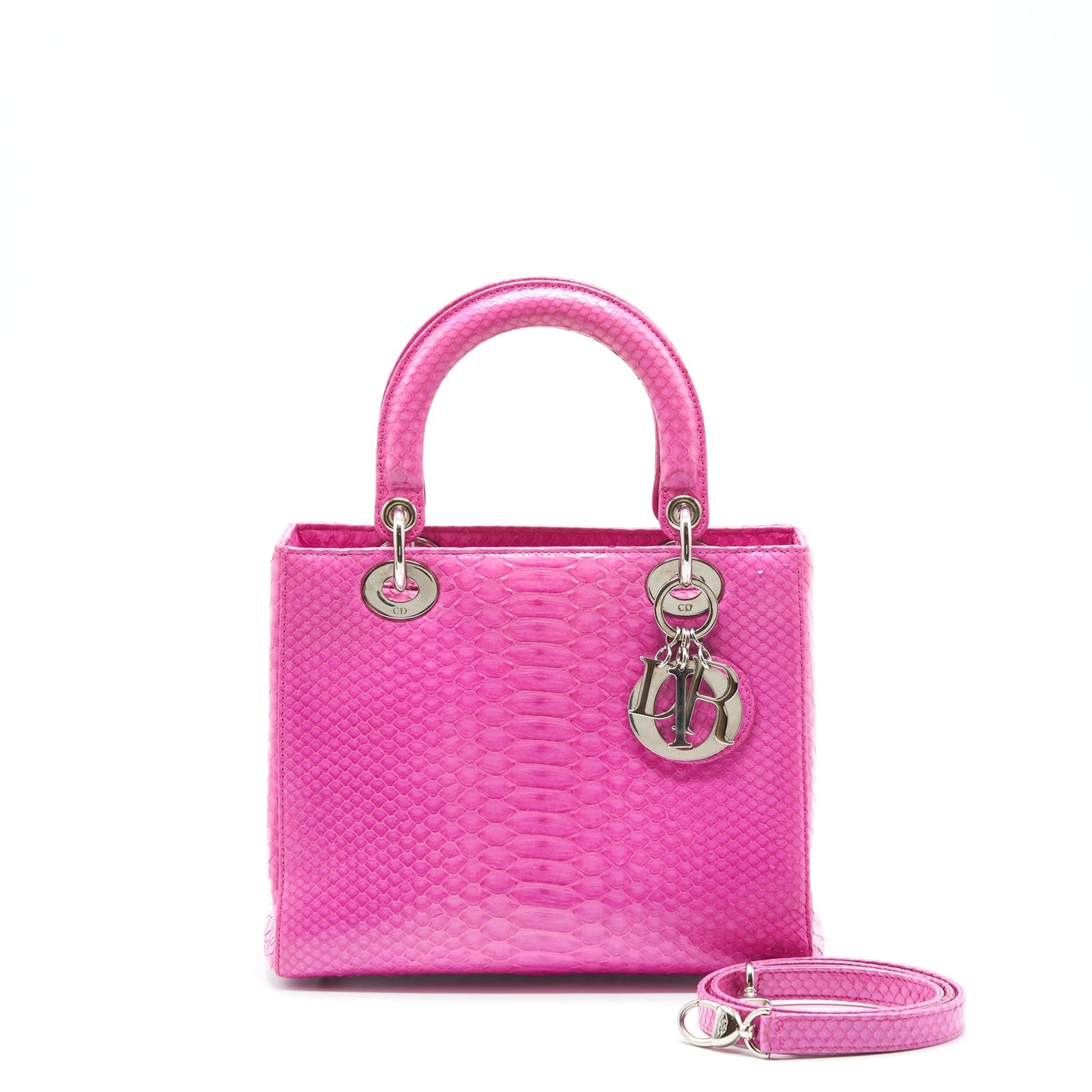 Luxury Dior Medium Lady Luxury Dior Python Pink SHW