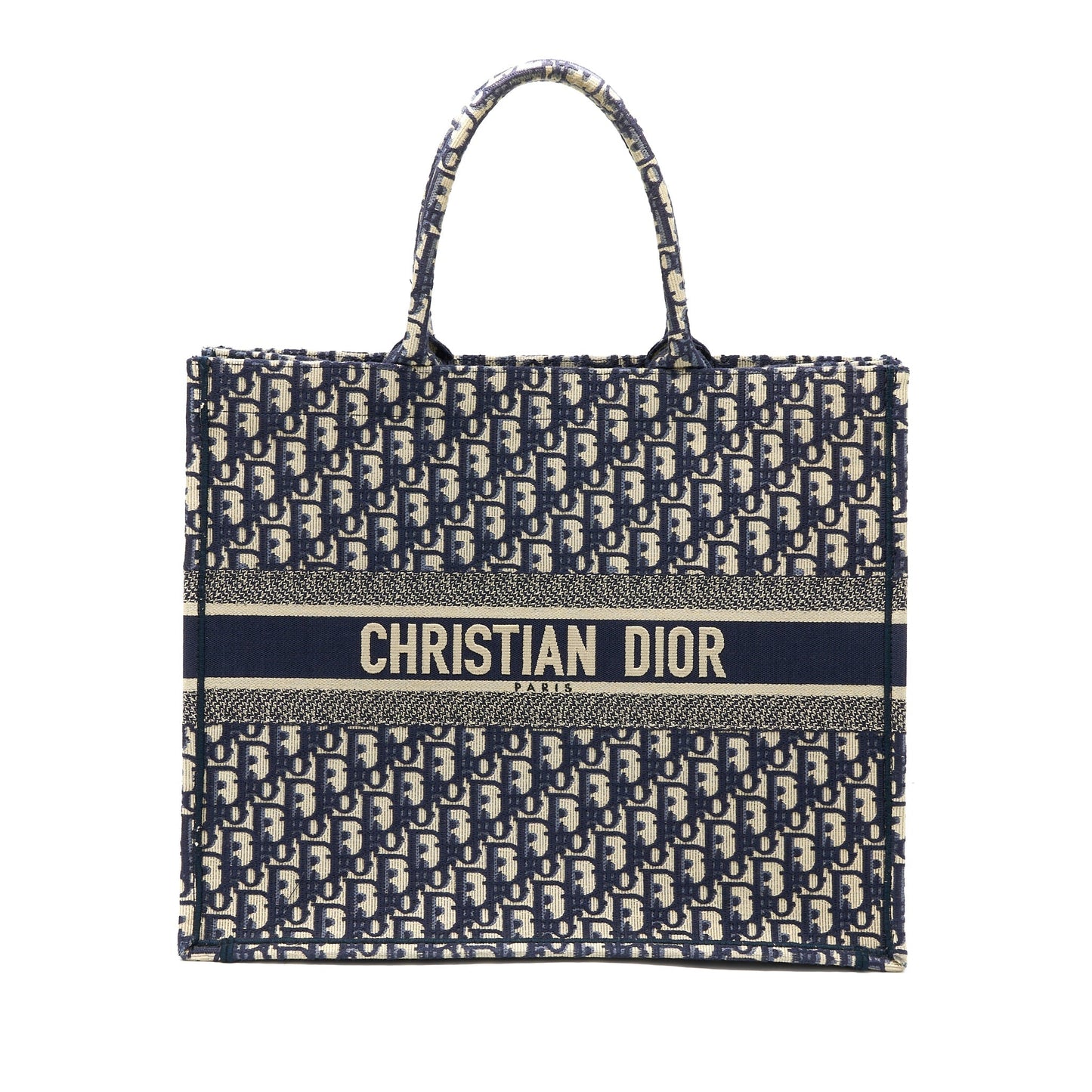 Luxury Dior Large Book Tote Blue Blue Oblique Jacquard