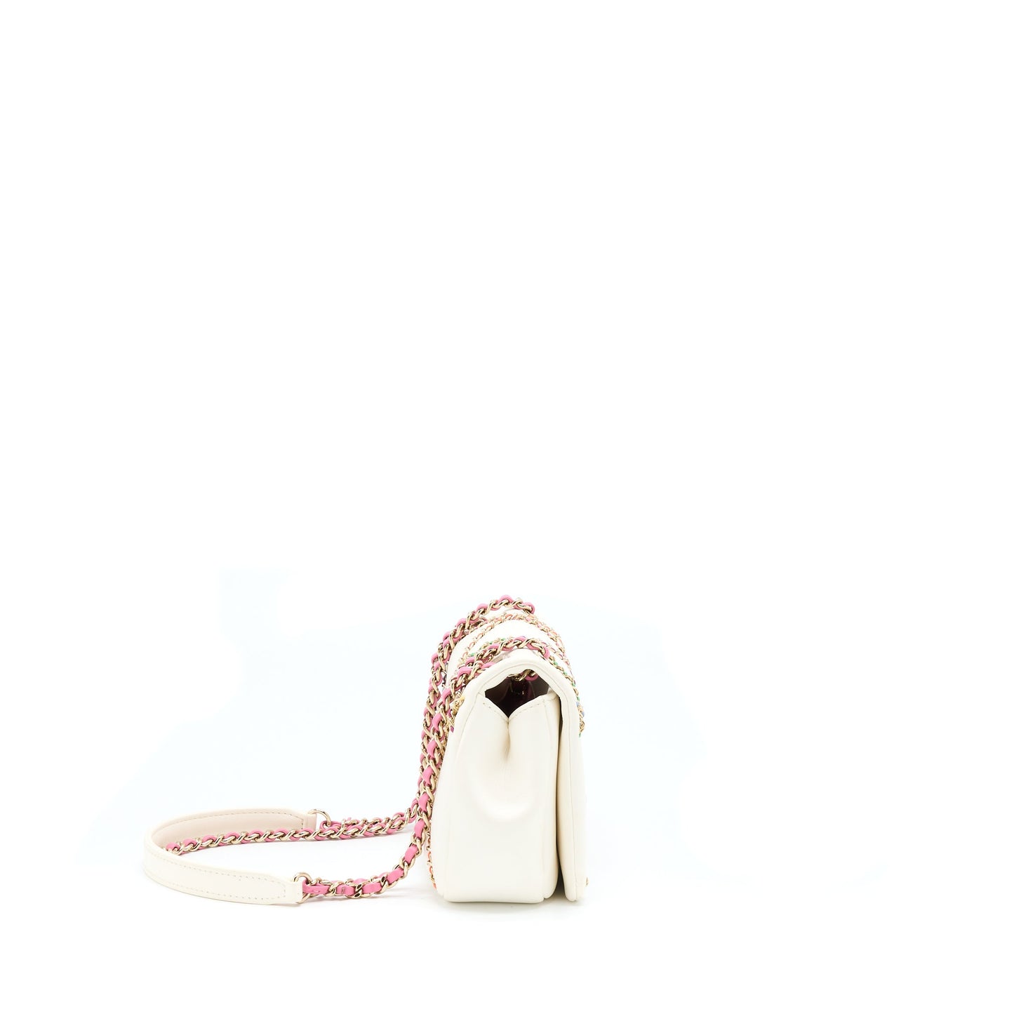 Chanel Small Flap Bag Lambskin White/Multicolor LGHW