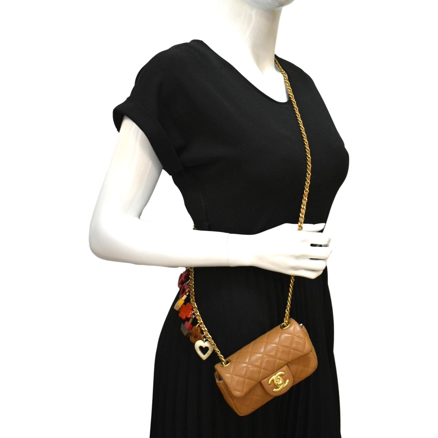 Luxury Chanel Marine Charms Mini Quilted Leather Crossbody Bag Dark Beige