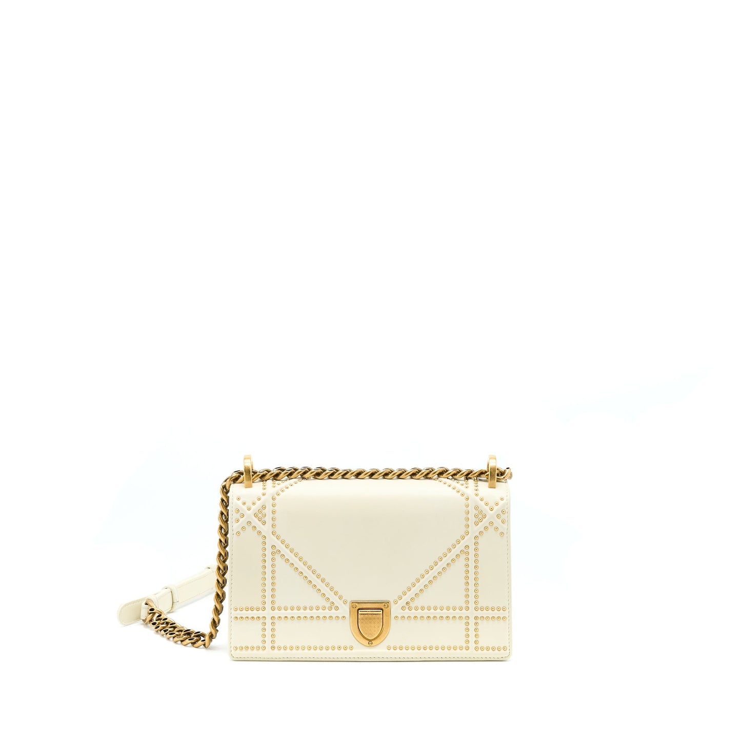 Luxury Dior Small Luxury Diorama Rockstud Crossbody Bag Lambskin White GHW