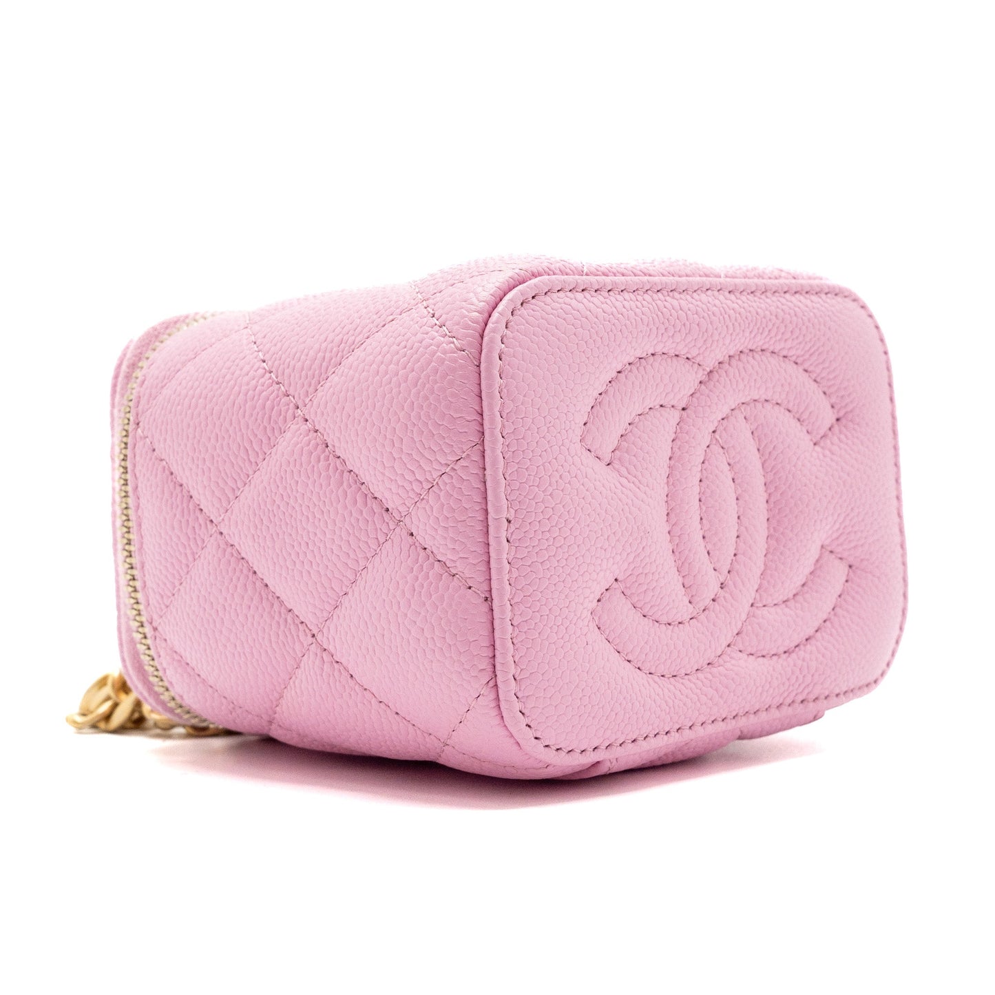 Chanel mini vanity with chain caviar light pink GHW (Microchip)