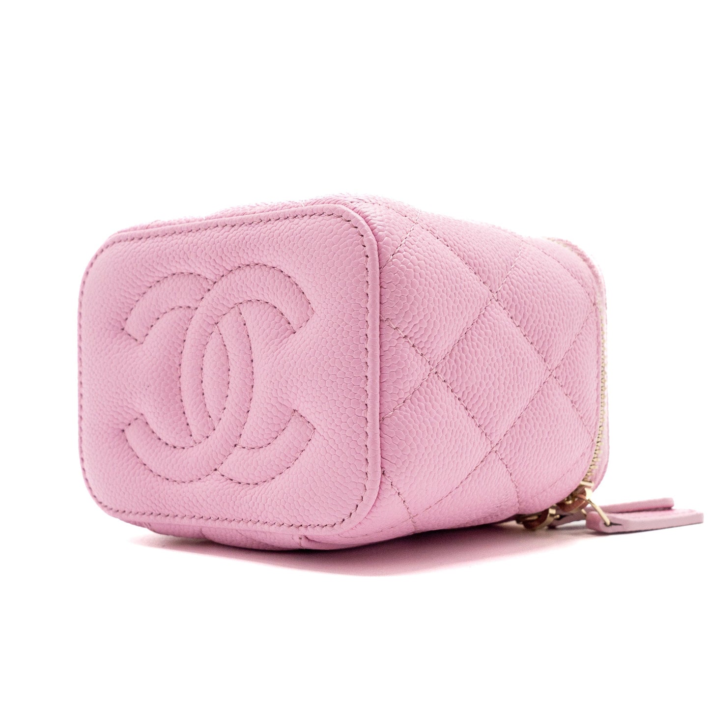 Chanel mini vanity with chain caviar light pink GHW (Microchip)