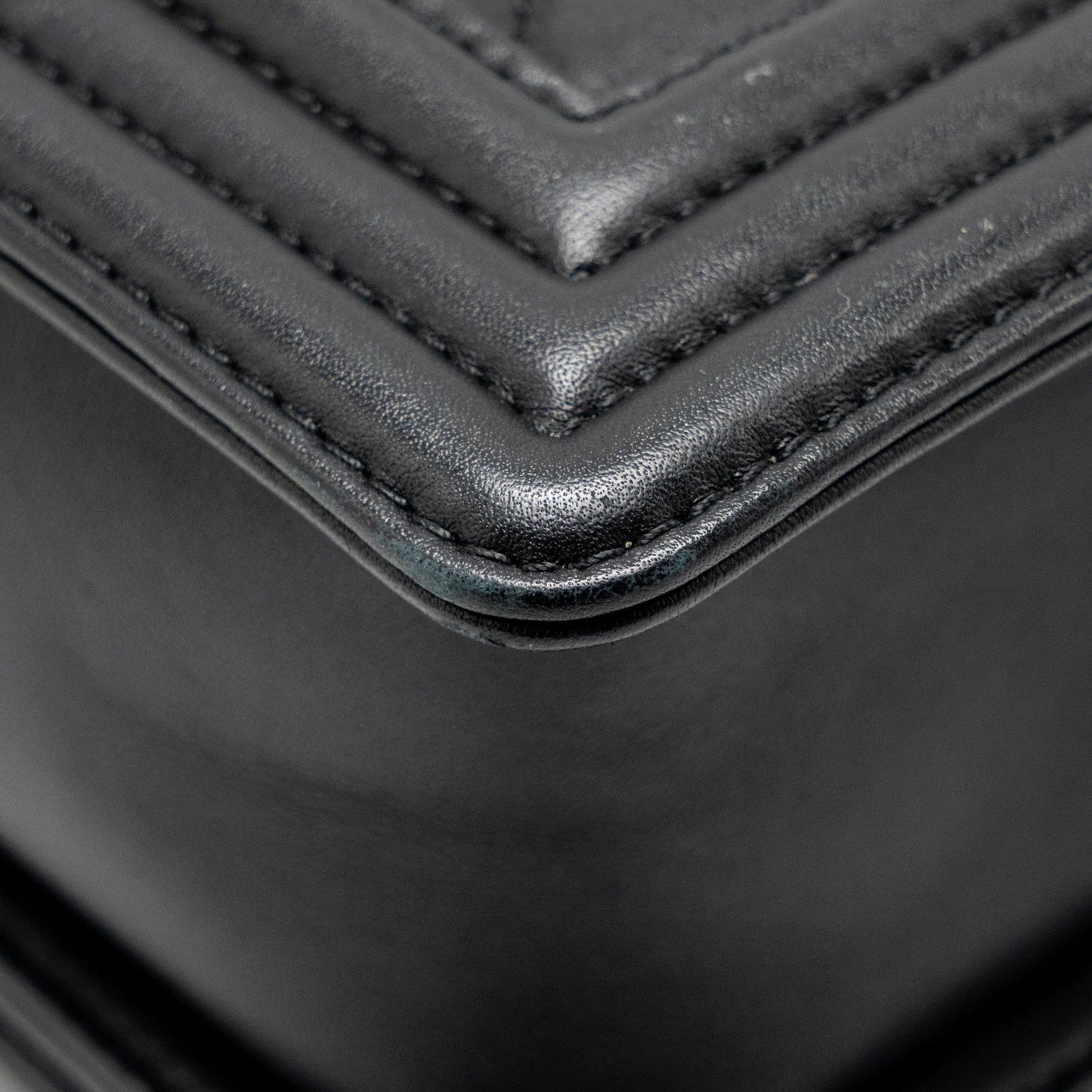 Chanel New Medium Boy Bag Calfskin Black Ruthenium Hardware