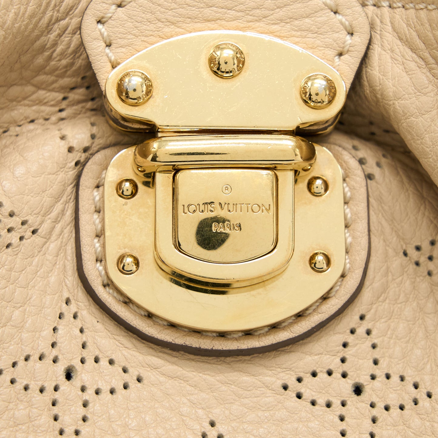 Louis Vuitton Mahina Hina Shoulder Bag Beige GHW