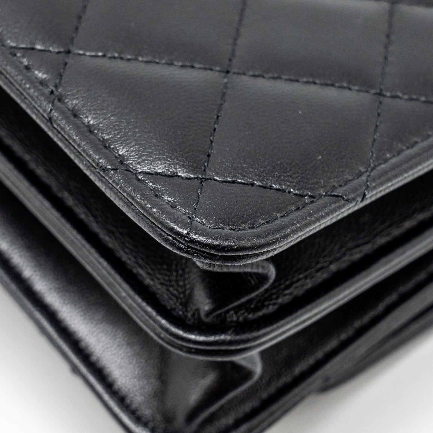 Chanel Top Handle Mini Wallet On Chain Flap Bag Lambskin Black SHW (Microchip)
