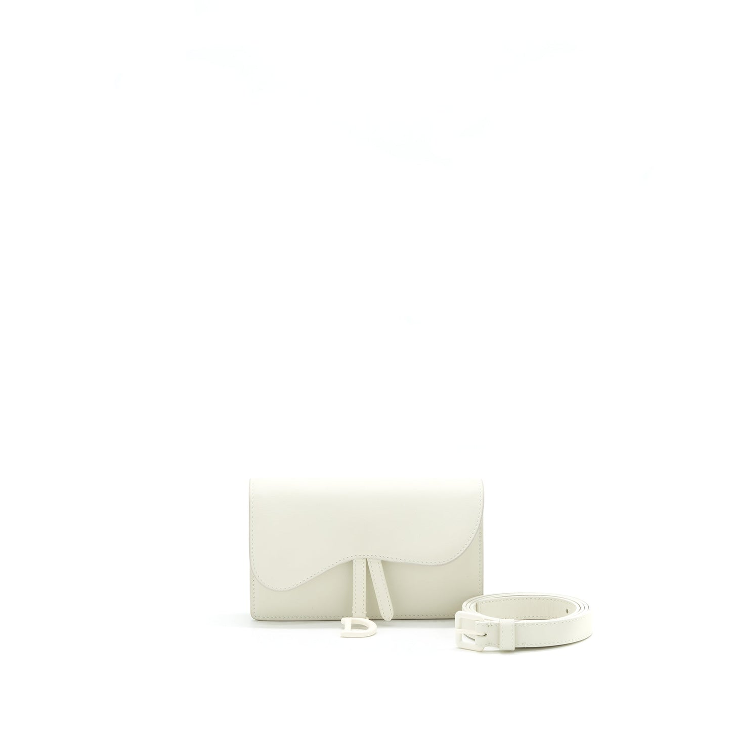 Luxury Dior Saddle Belt Pouch White