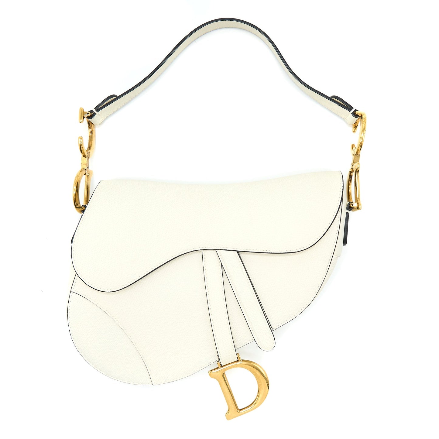 Luxury Dior Medium Saddle Bag Calfskin White GHW