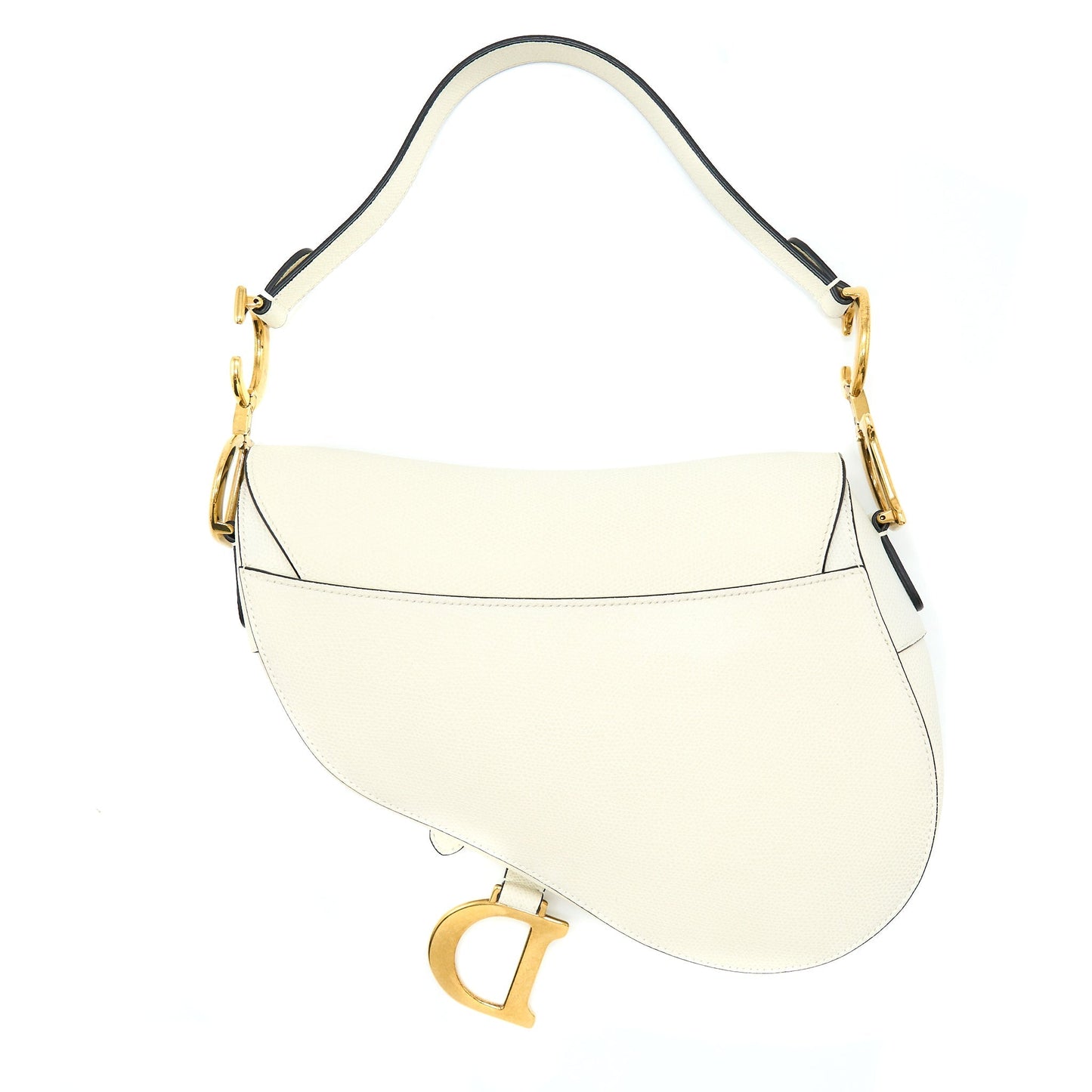 Luxury Dior Medium Saddle Bag Calfskin White GHW