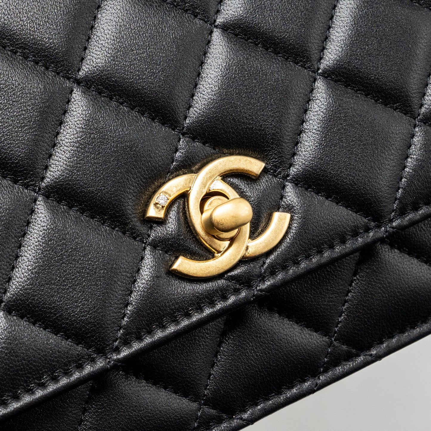 CHANEL 23A Lion Charms Wallet On Chain Lambskin Black GHW (Microchip)