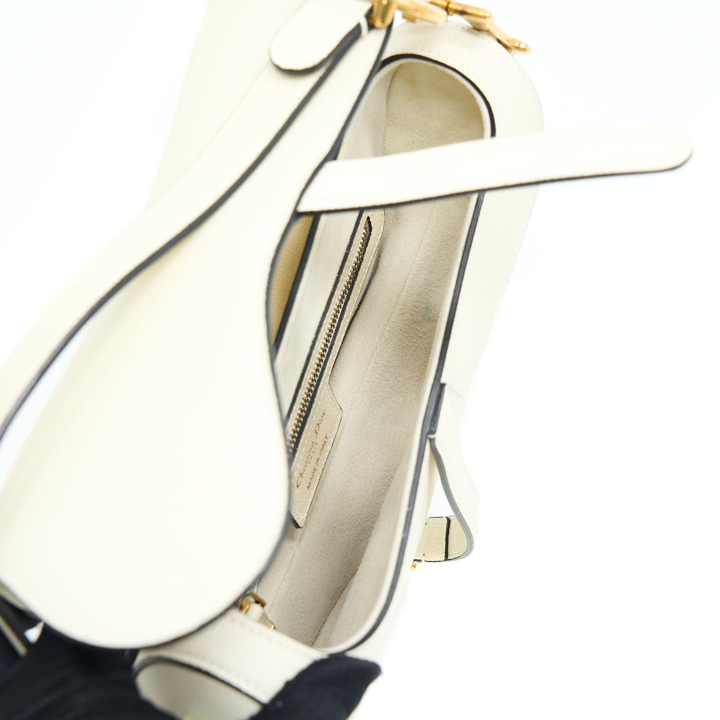 Luxury Dior Medium Saddle Bag Calfskin White GHW