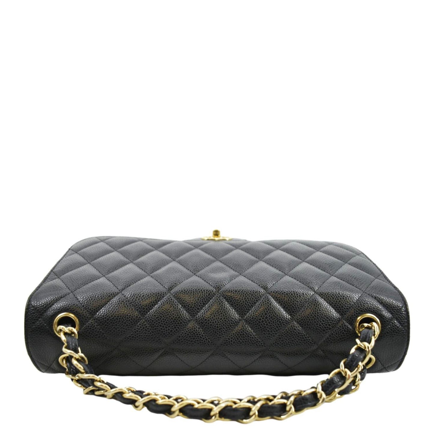 Luxury Chanel Classic Jumbo Double Flap Quilted Caviar Leather Shoulder Bag Black