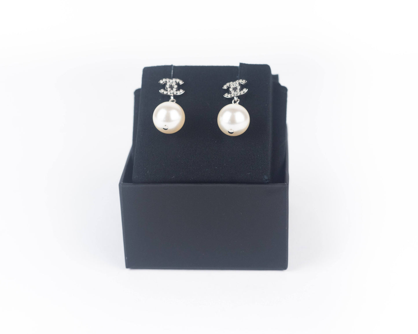 Chanel Silver and Pearly White Earrings