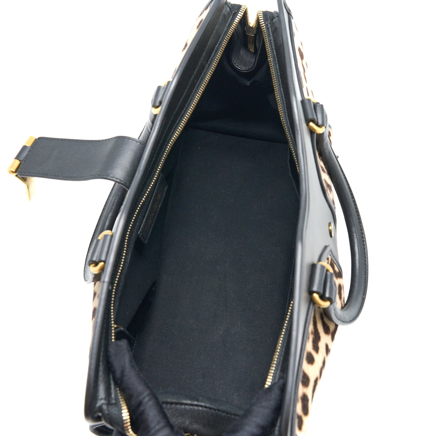 Saint Laurent Cabas Chyc Tote Bag Animal Print Horsehair/Calfskin Black GHW