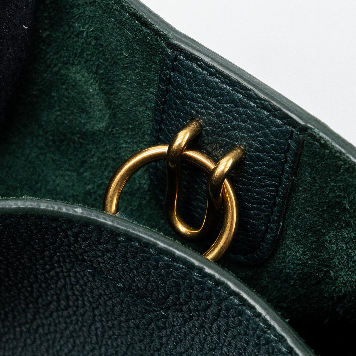 CELINE SMALL SANGLE BUCKET BAG CALFSKIN DARK GREEN GHW