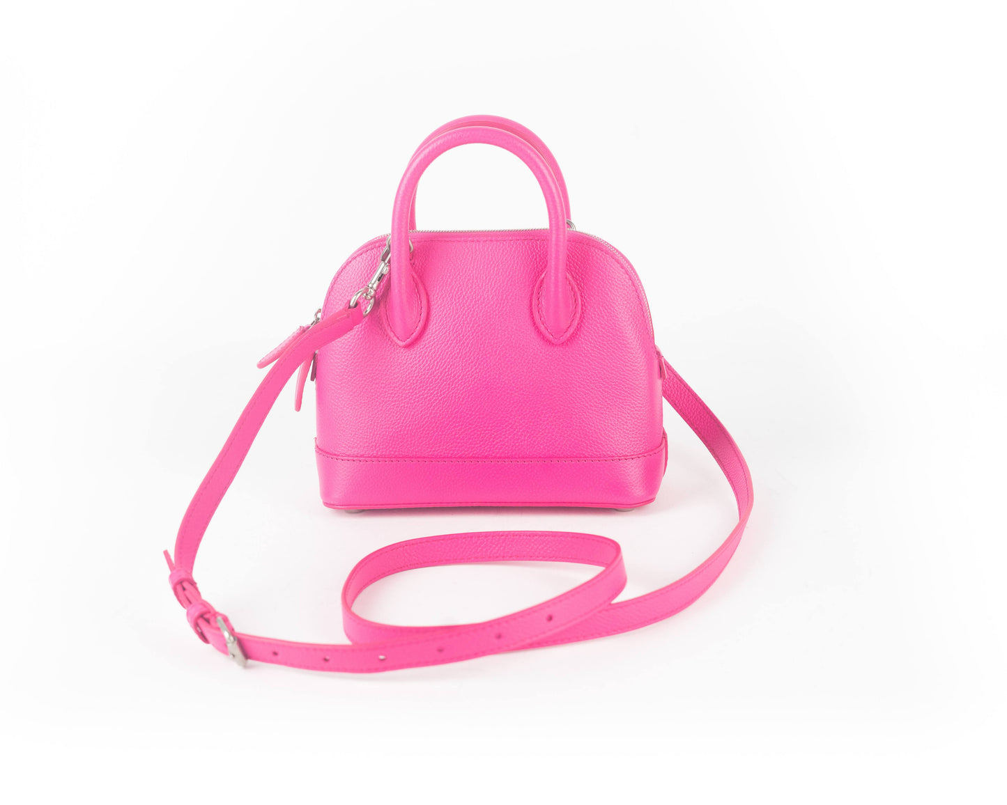 Balenciaga Grained Calfskin XXS Ville Top Handle Bag Fuschia