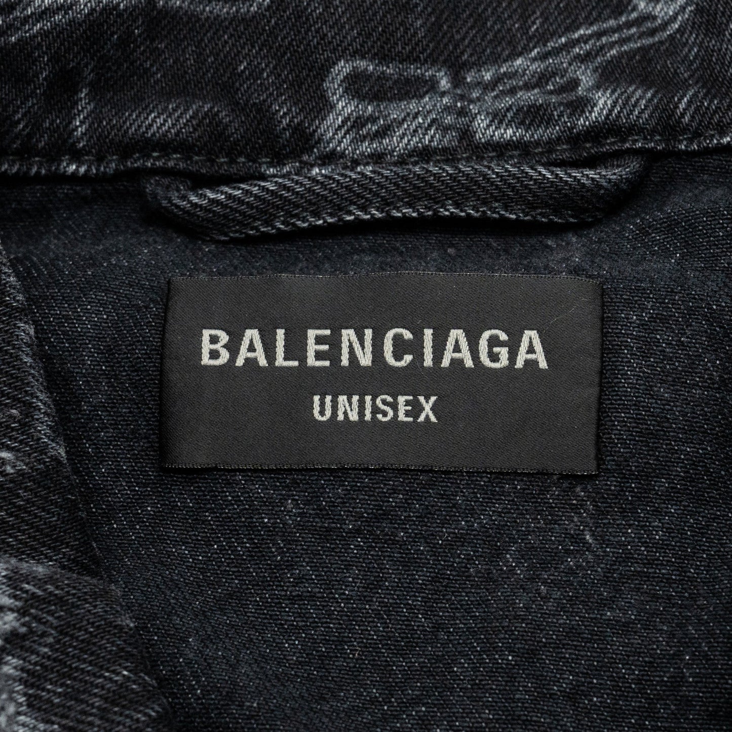 Balenciaga size XS oversized logo-print denim jacket black