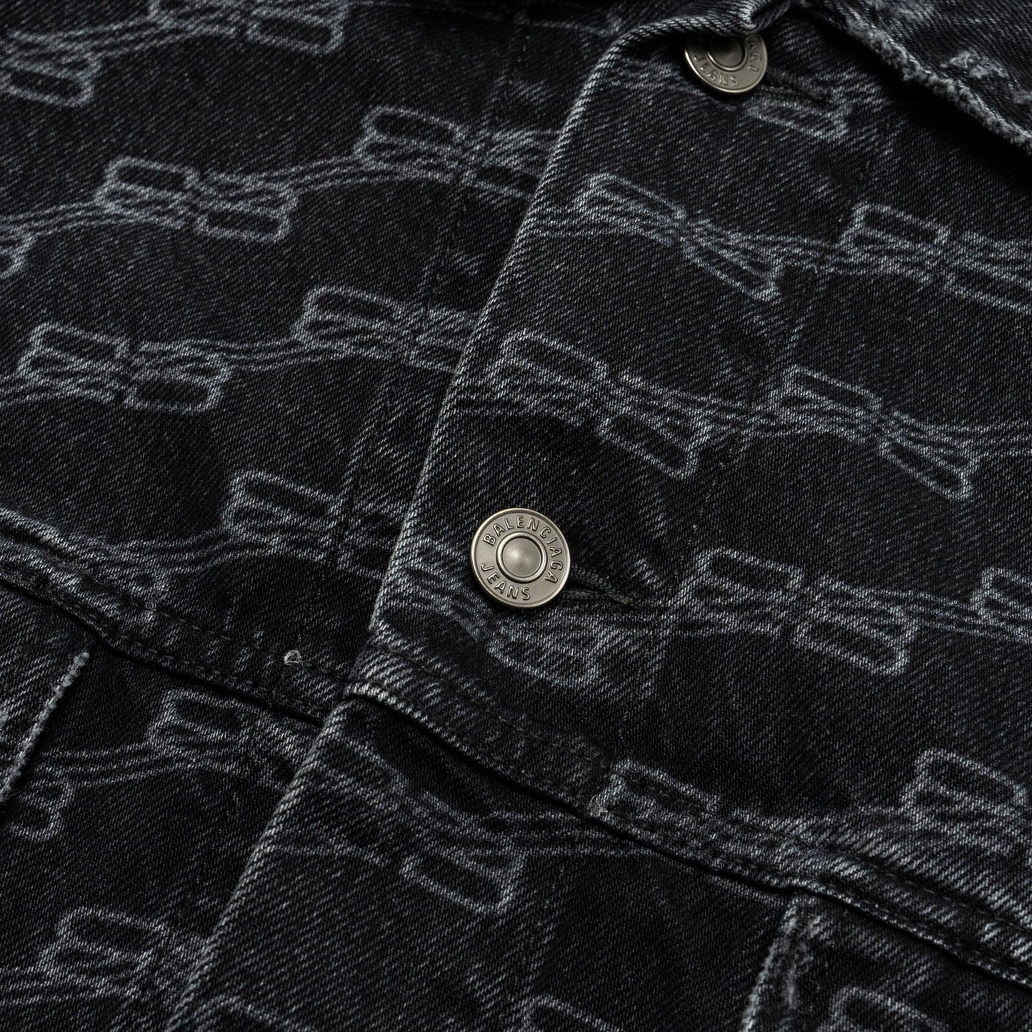 Balenciaga size XS oversized logo-print denim jacket black