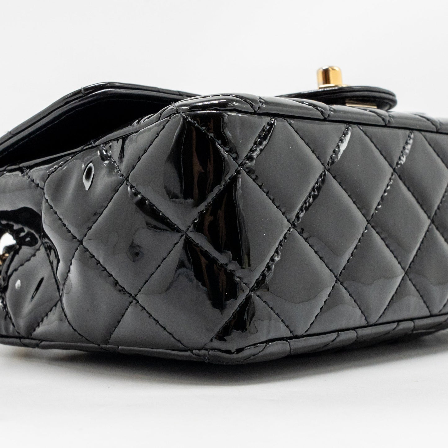 Chanel Mini Rectangular flap bag patent leather black GHW