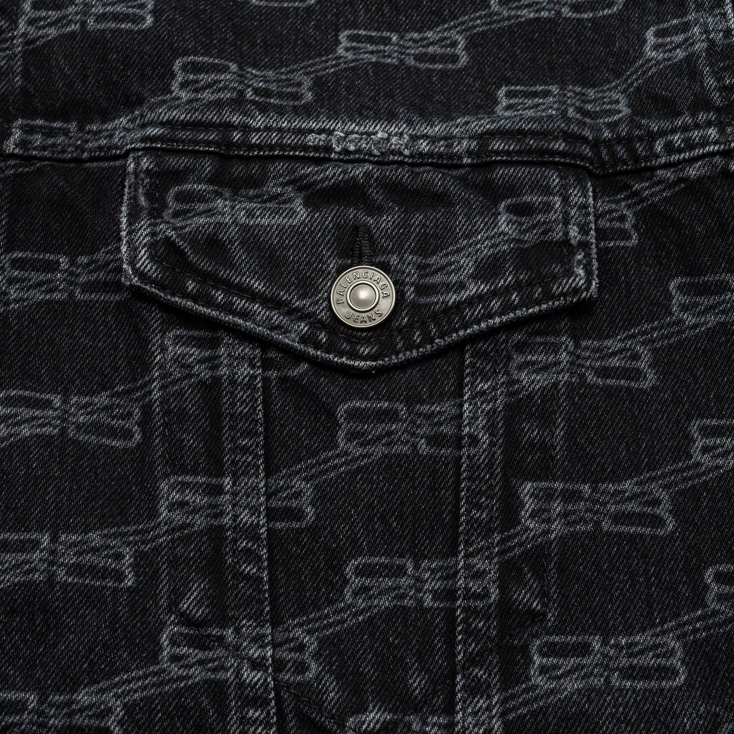 Balenciaga size XS oversized logo-print denim jacket black