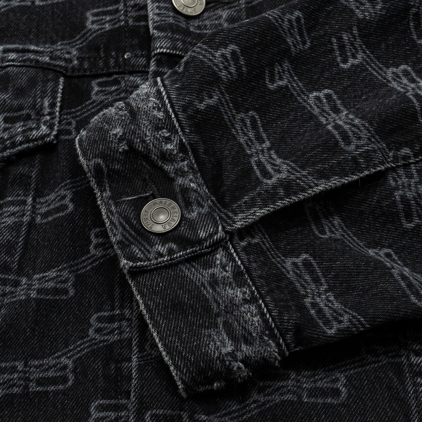 Balenciaga size XS oversized logo-print denim jacket black