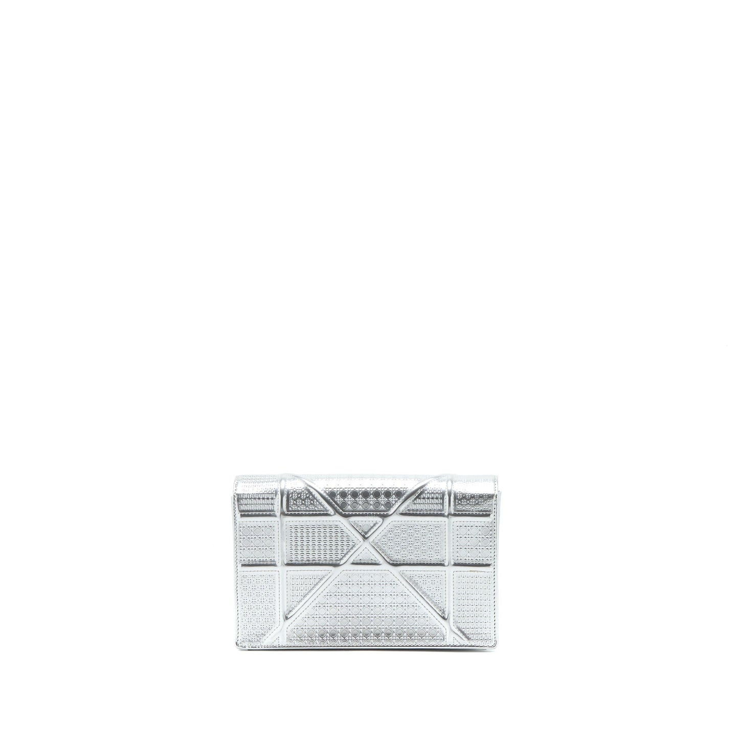 Luxury Dior Luxury Diorama Wallet On Chain Patent Metallic Silver SHW