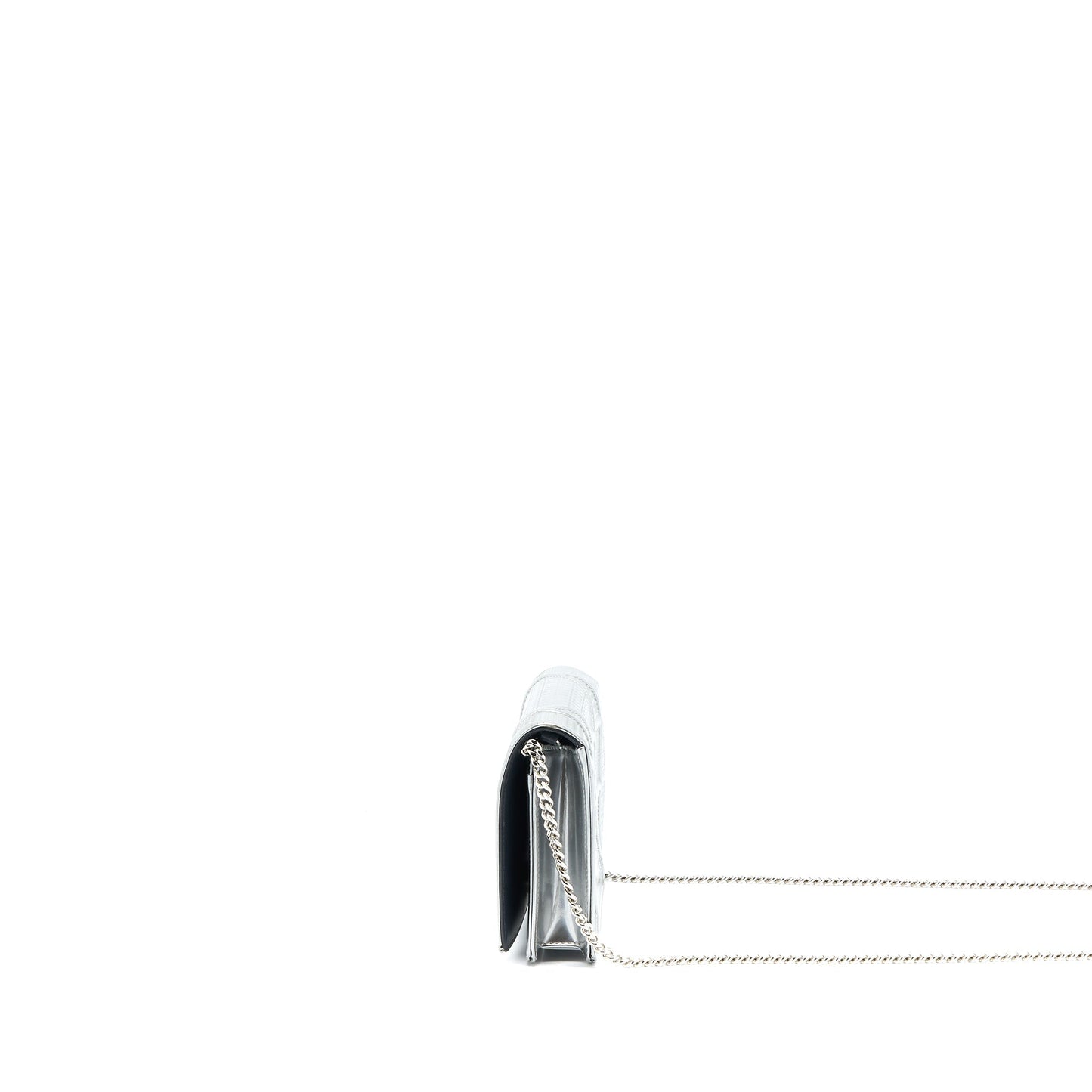 Luxury Dior Luxury Diorama Wallet On Chain Patent Metallic Silver SHW