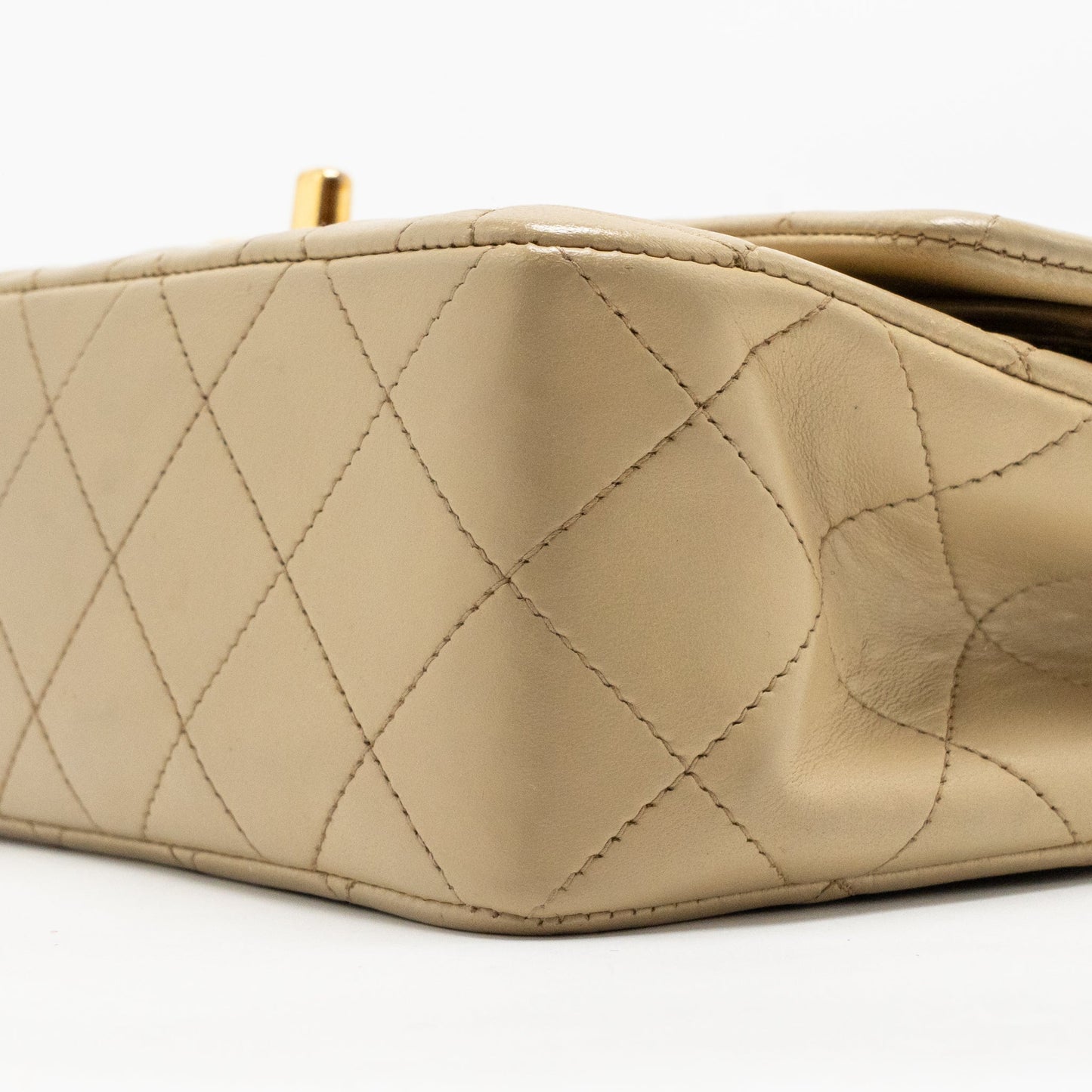Chanel Vintage Small Classic Double Flap Bag Lambskin Beige GHW