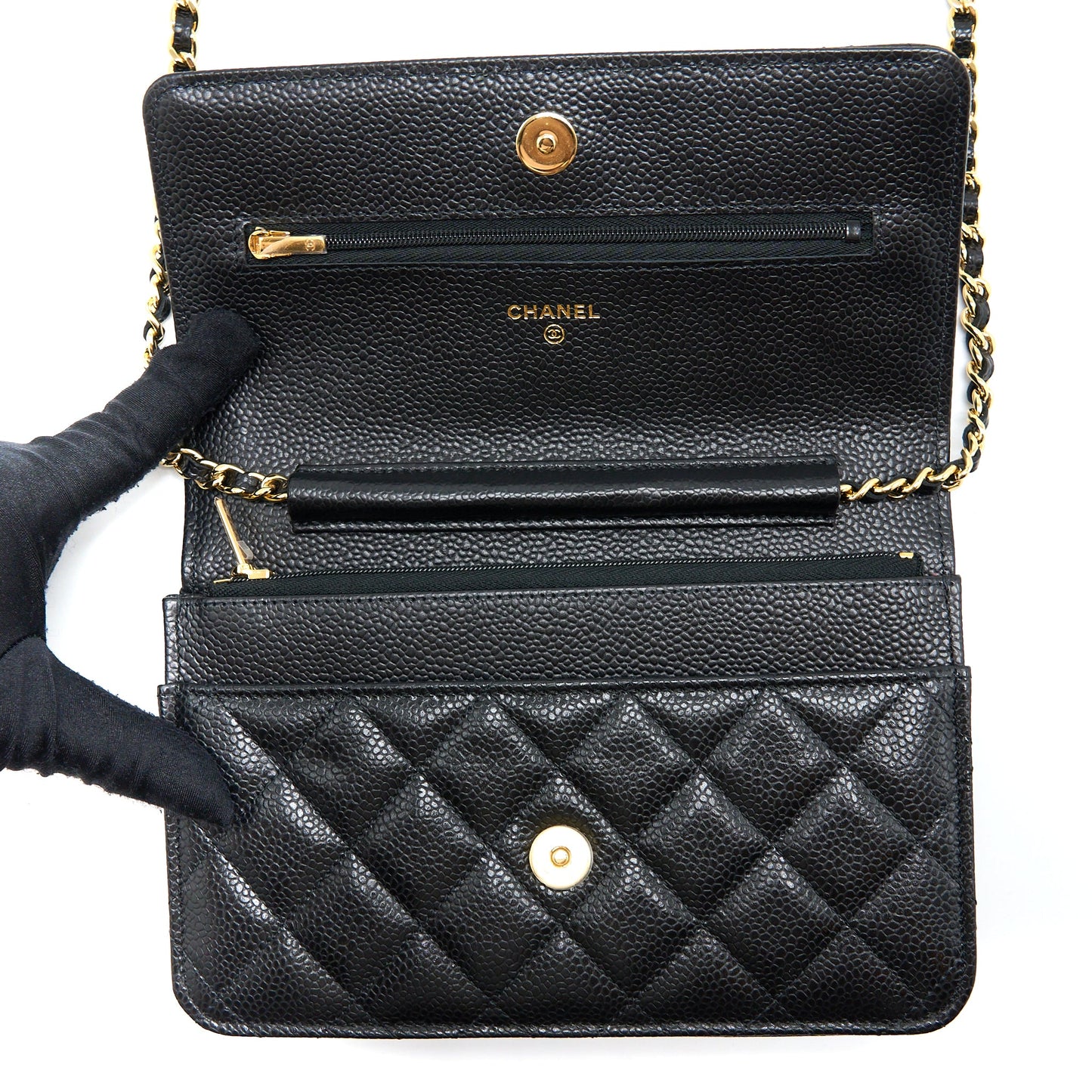Chanel Classic Wallet On Chain Caviar Black GHW (Microchip)