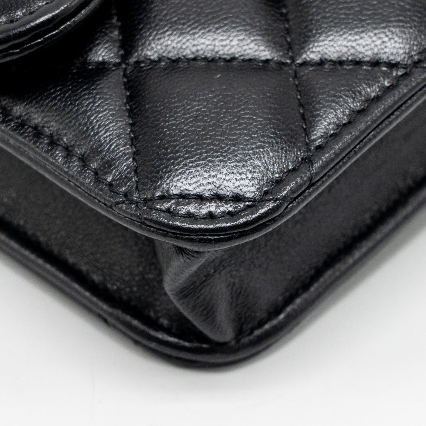 Chanel Mini Top Handle Flap Coin Purse with Chain Lambskin Black LGHW