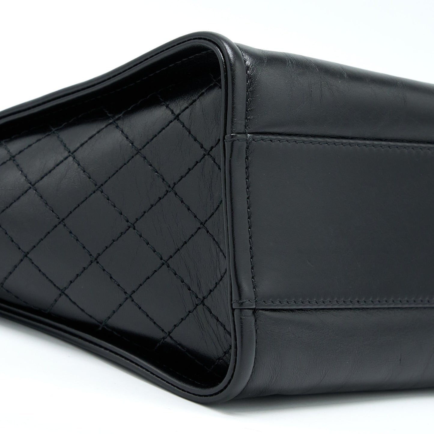 Chanel Deauville Tote Bag Calfskin Black With Detail Logo GHW