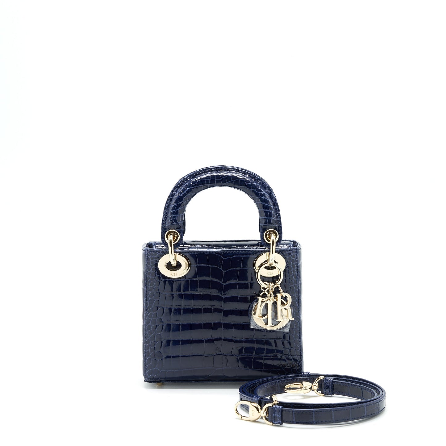 Christian Luxury Dior Mini Lady Luxury Dior Alligator Oil Blue LGHW