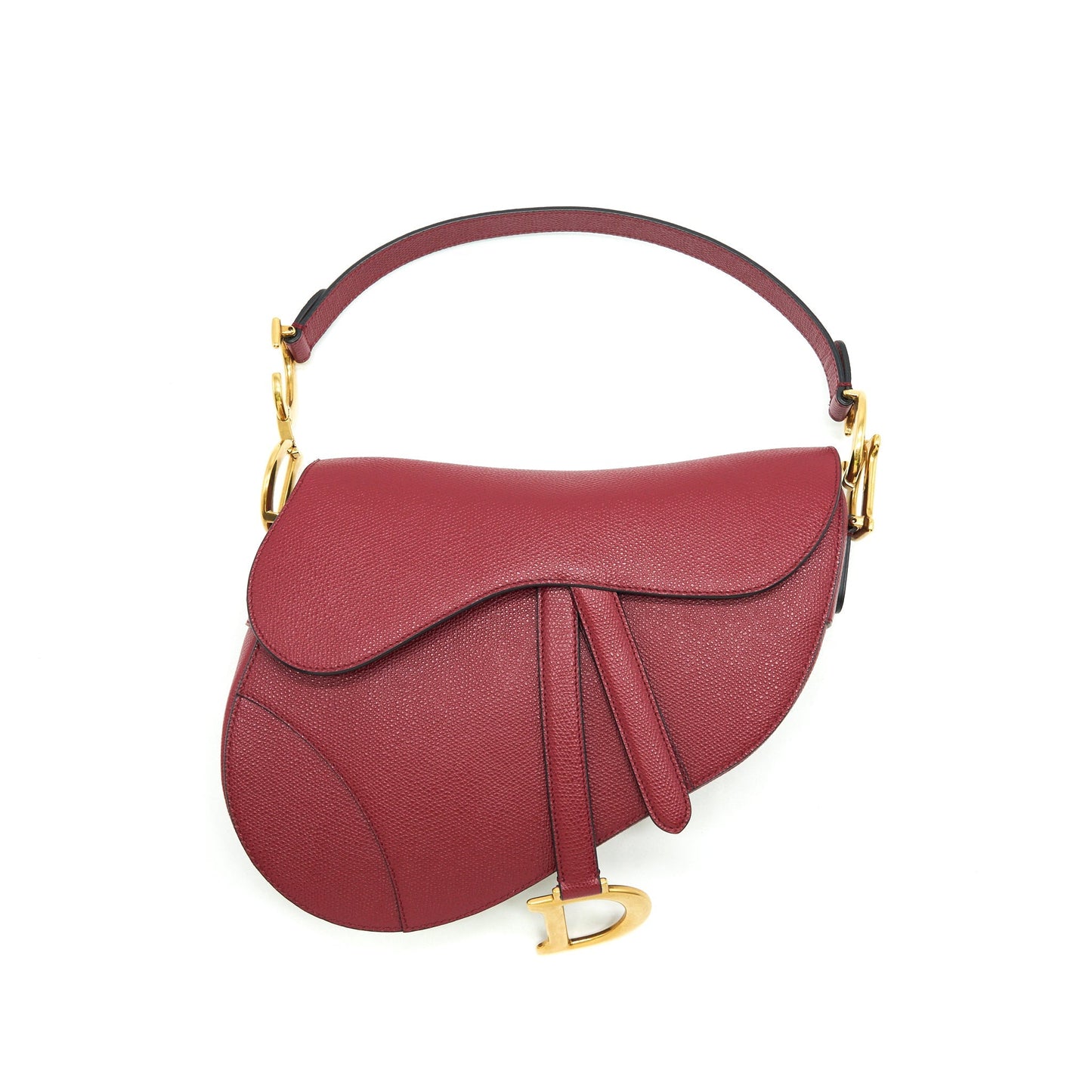 Luxury Dior Medium Saddle Bag Grained Calfskin Red GHW