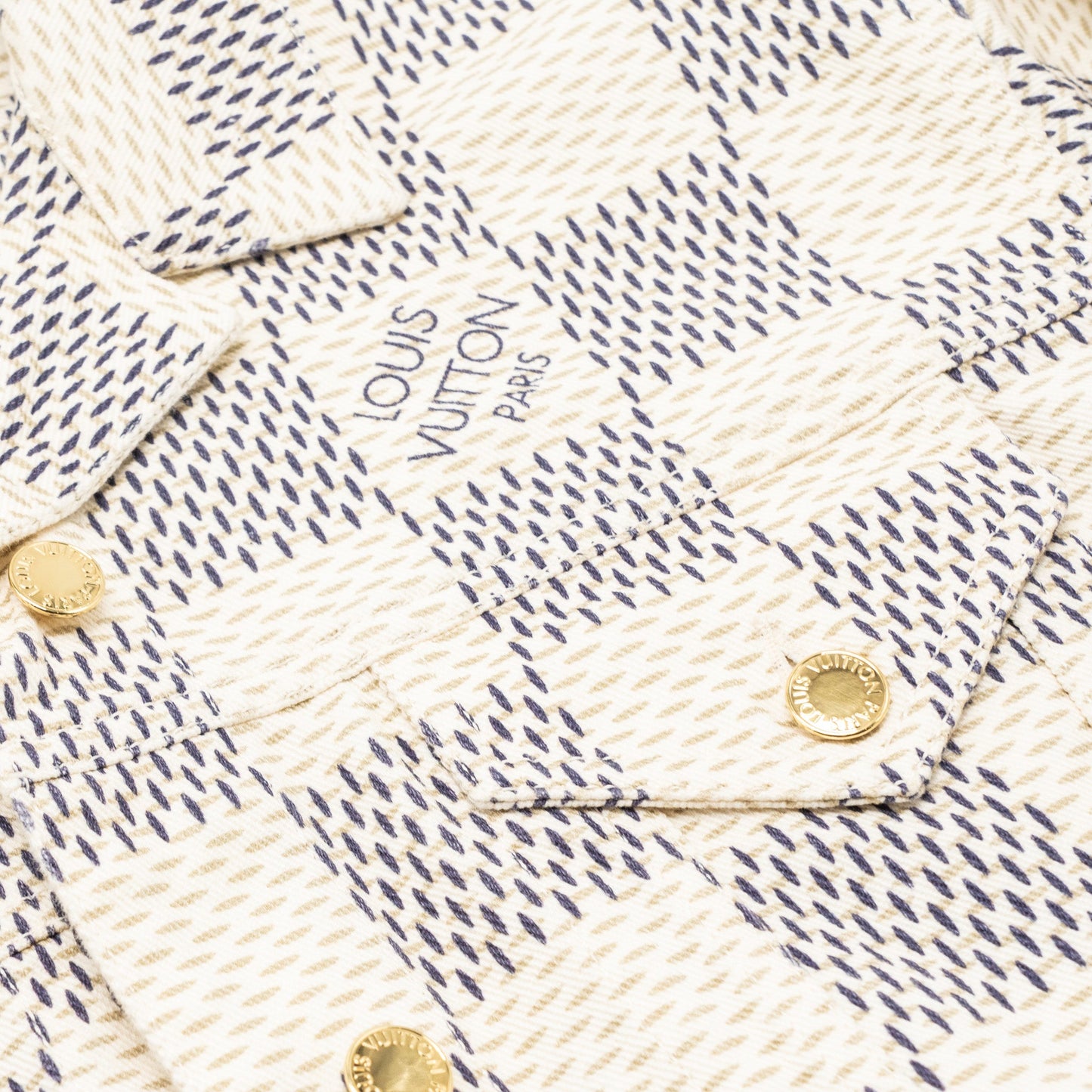 Louis Vuitton size 38 denim trucker jacket damier Azur/cotton White