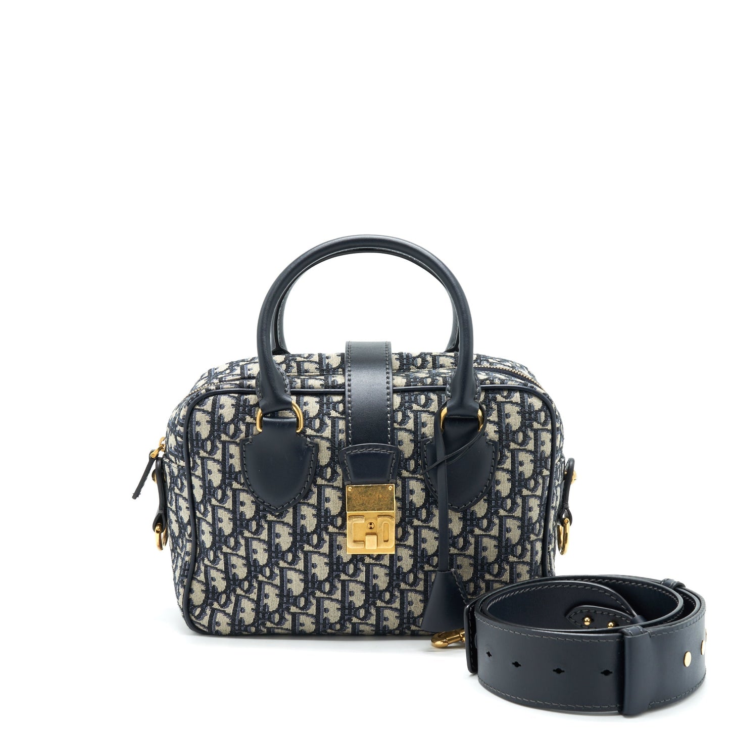 Luxury Dior Oblique Collection Blue Monogram Canvas Tote Bag