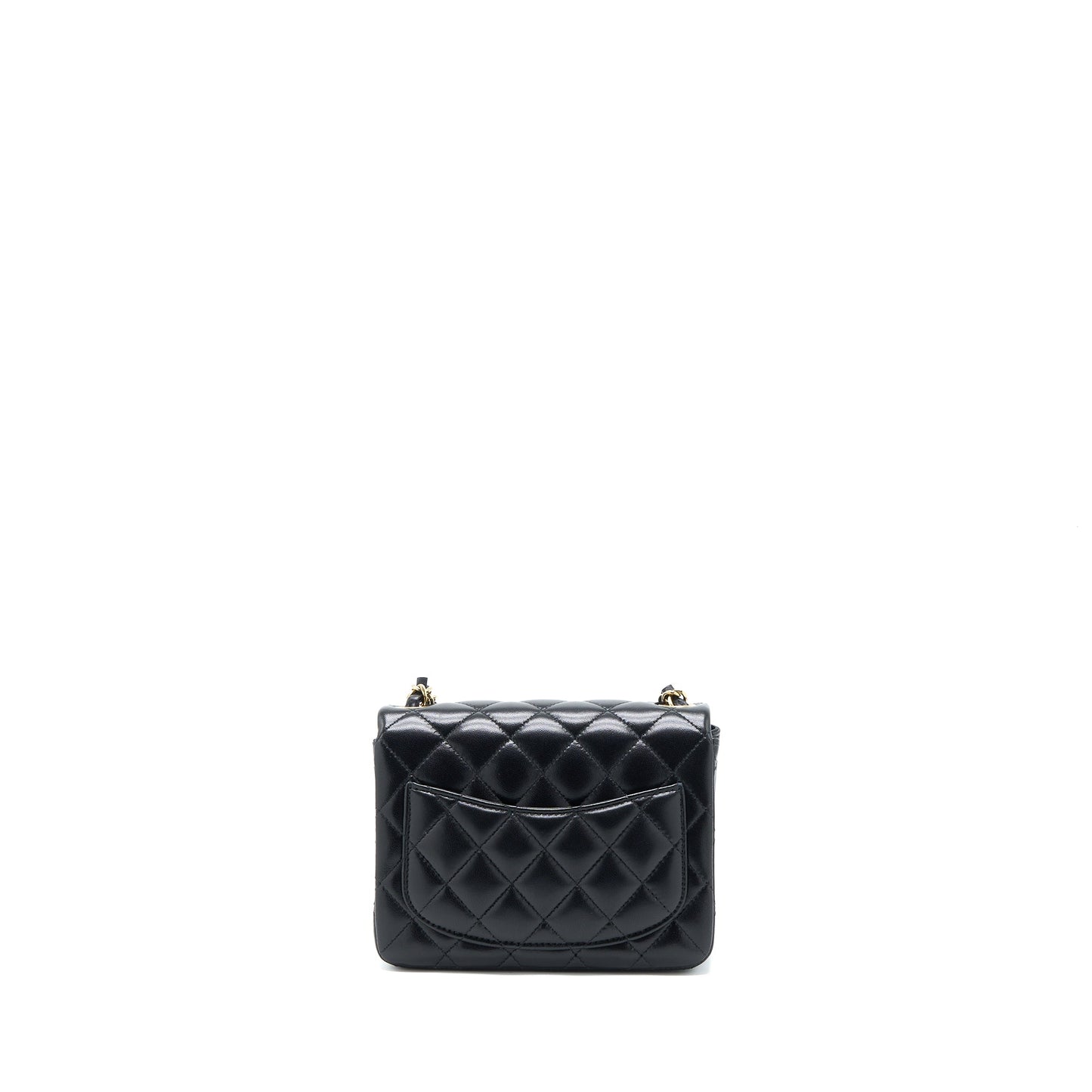 Chanel Classic Mini Square Flap Bag Lambskin Black LGHW (Microchip)