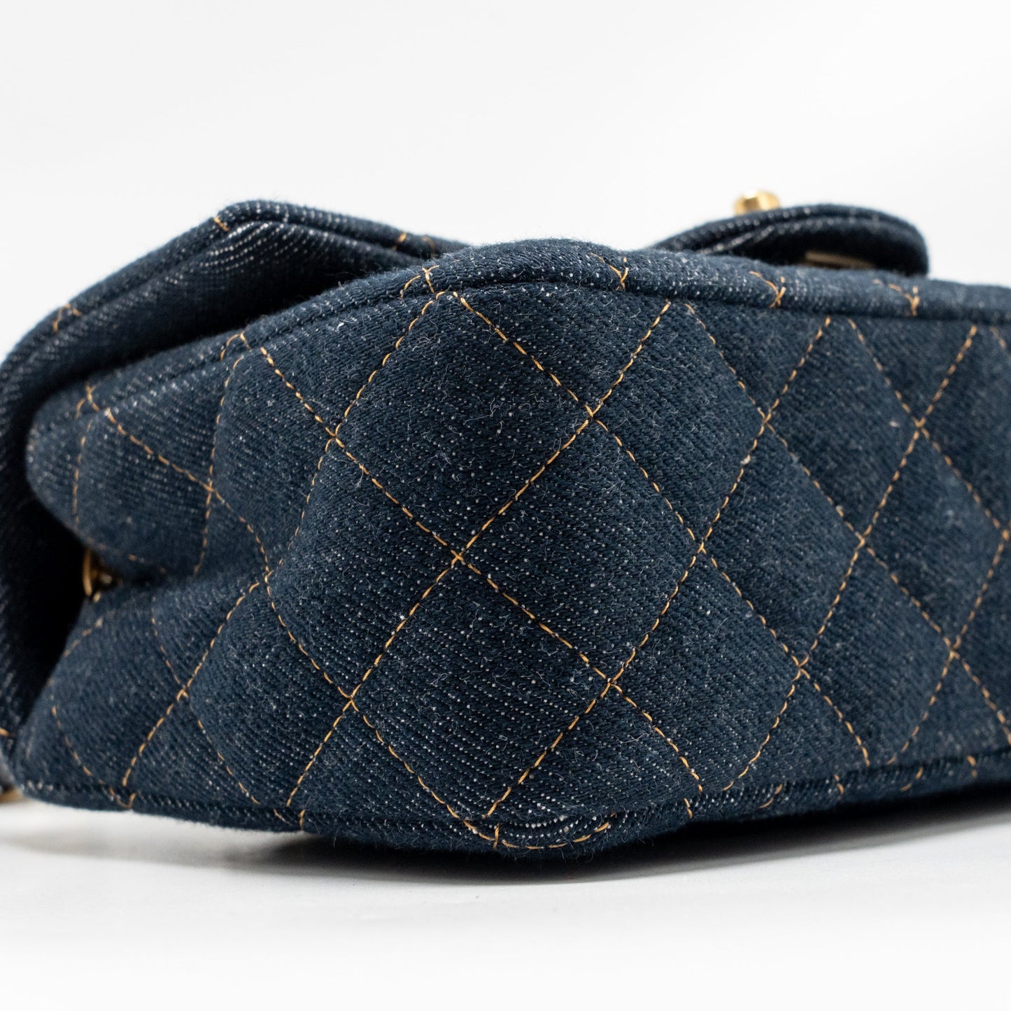 Chanel Mini Rectangular Flap Bag Denim Dark Blue GHW (Microchip)