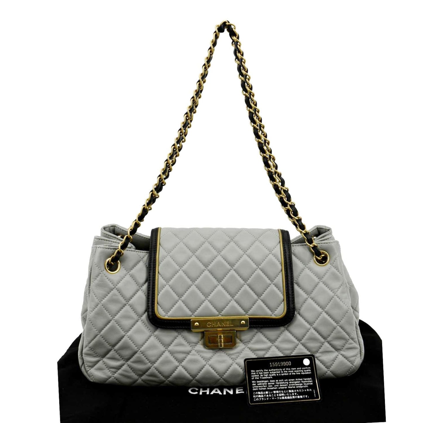 Luxury Chanel East West Accordion Flap Quilted Calfskin Leather Shoulder Bag Grey
