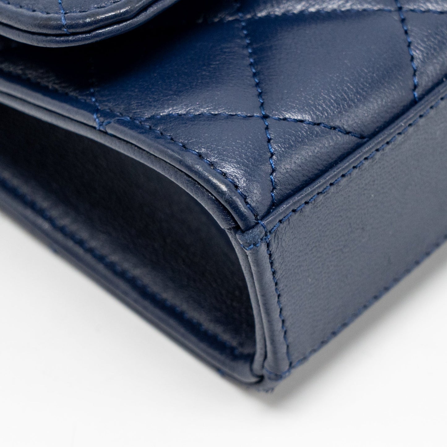 Chanel Trendy CC Mini Wallet On Chain Lambskin Blue LGHW (microchip)