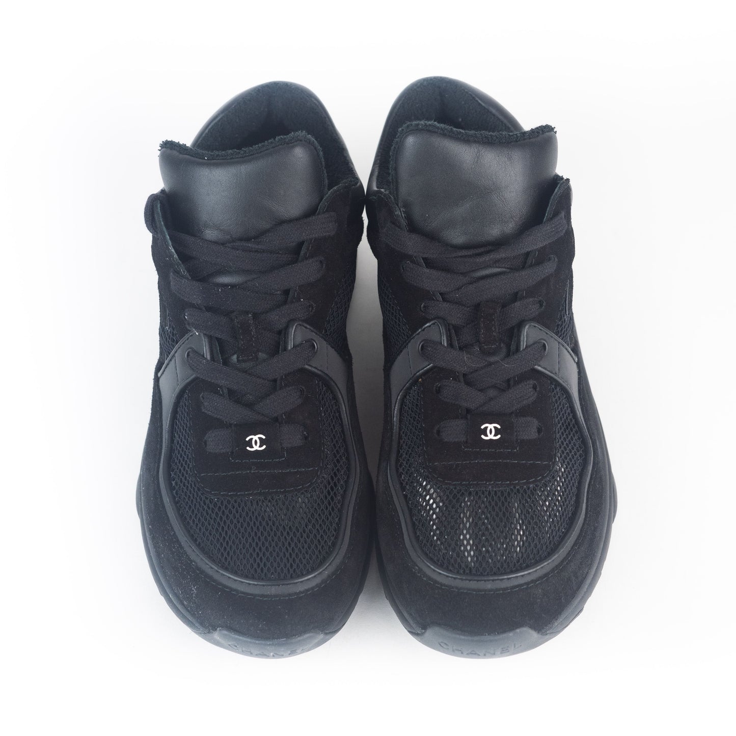 Chanel Suede and Fish-net Cross trainers in Black