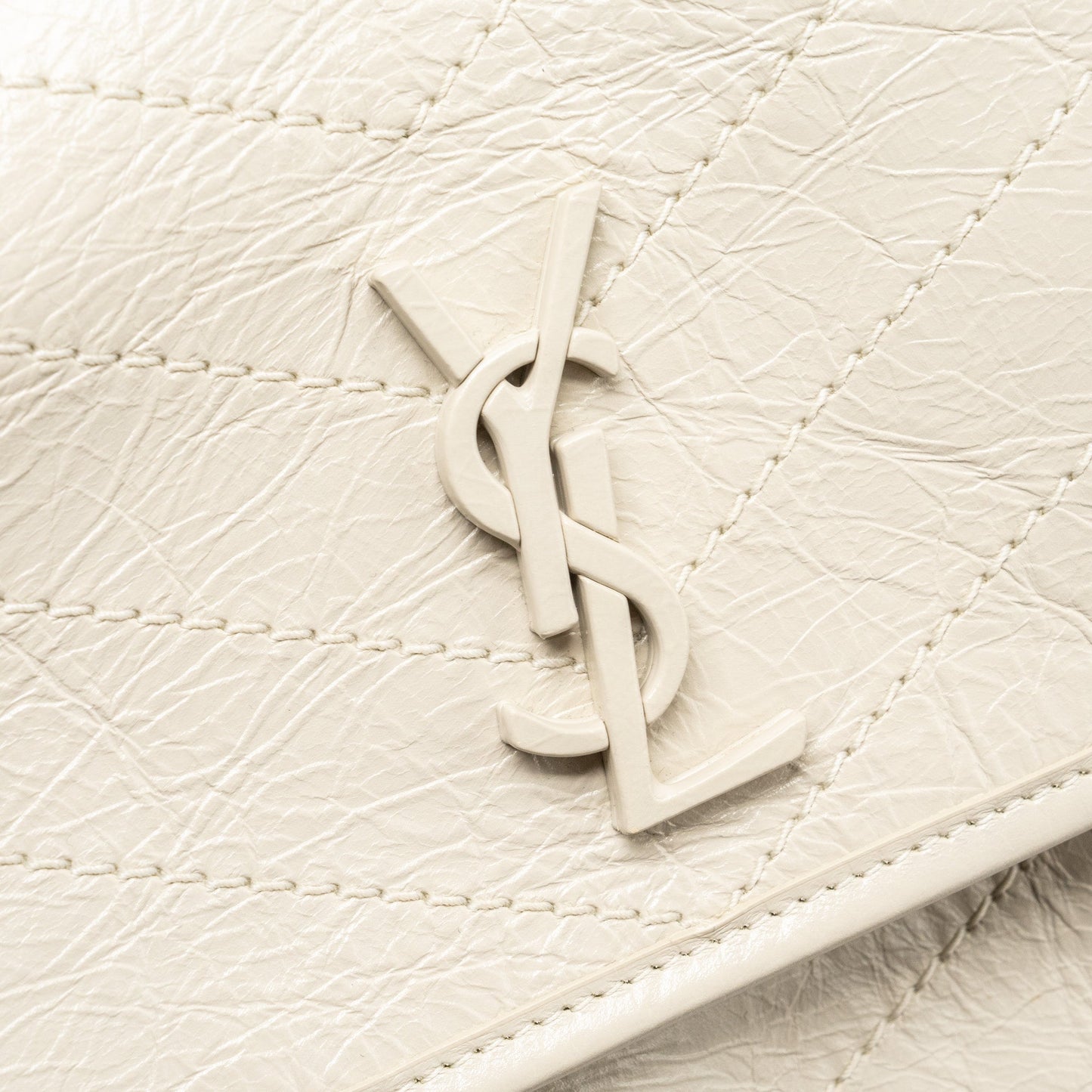 Saint Laurent/YSL Niki Baby Flap Bag Calfskin white SHW