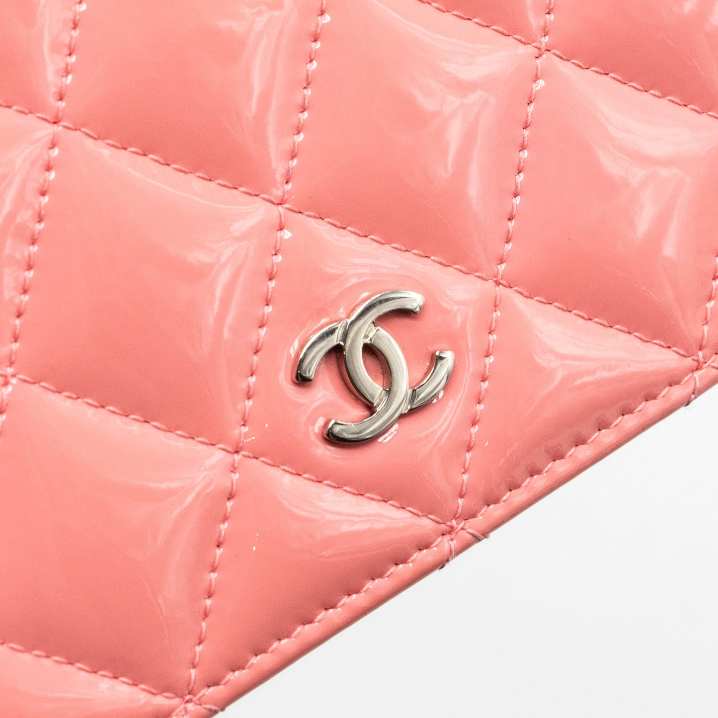 Chanel quilted long wallet patent leather pink SHW