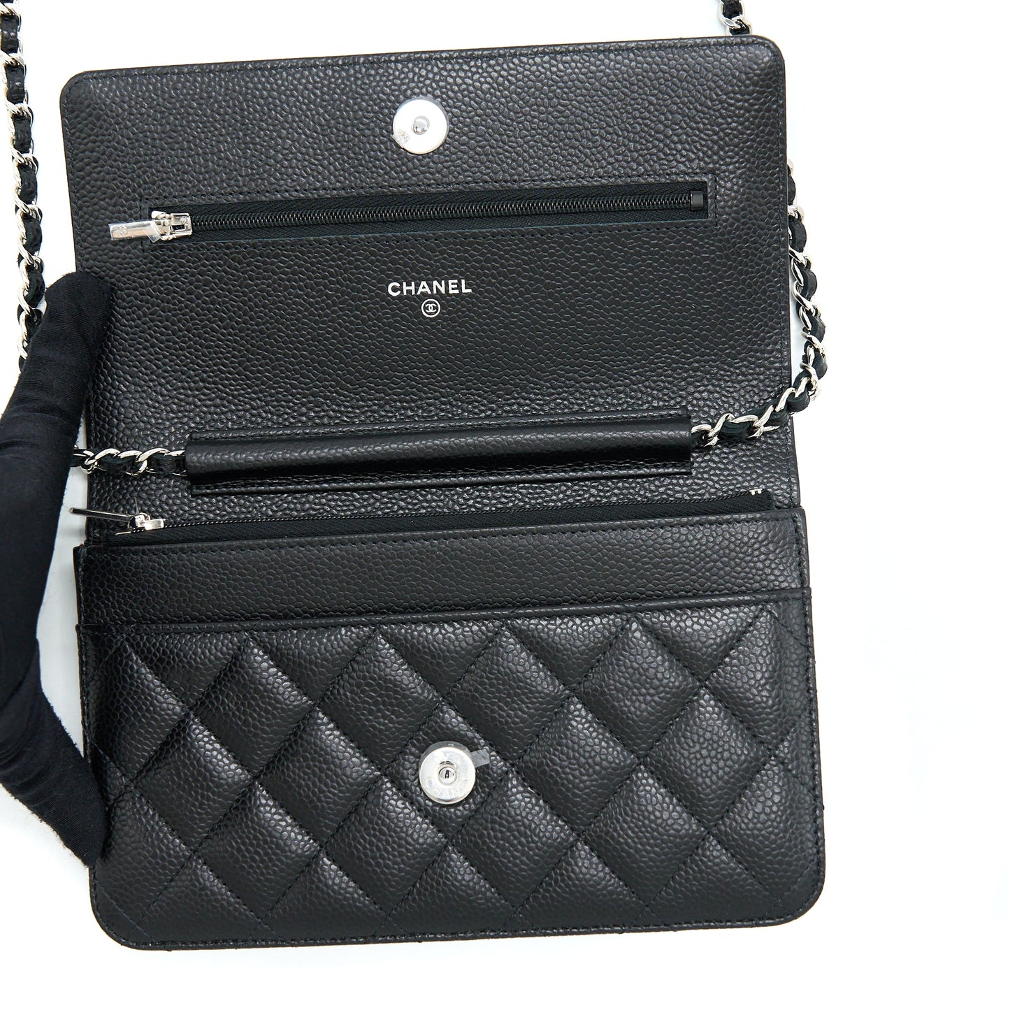 Chanel Classic Wallet On Chain Caviar Black SHW (Microchip)