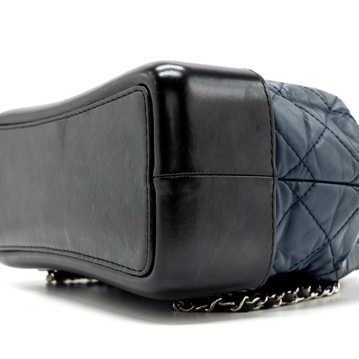 Chanel Small Gabrielle Backpack Aged Calfskin Navy Blue/ Black Ruthenium Hardware