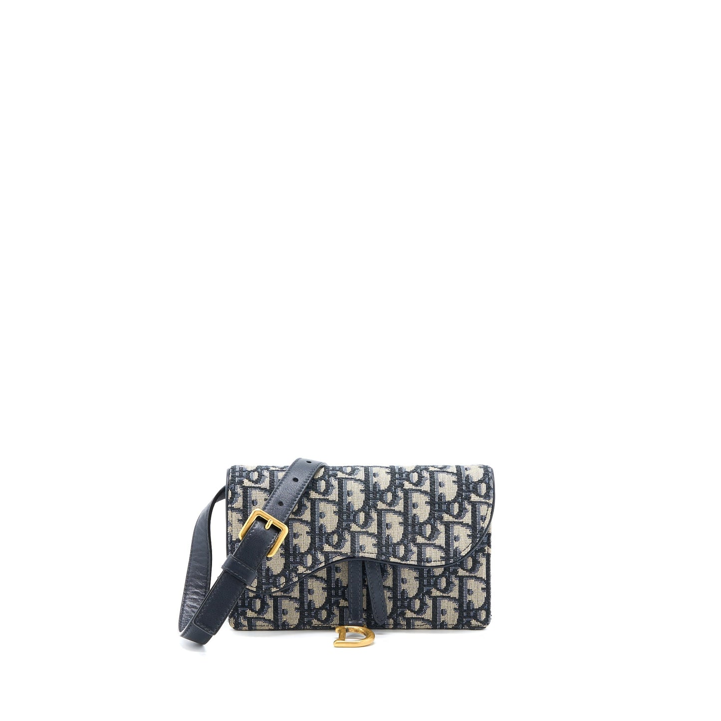 Luxury Dior Saddle Belt Pouch Blue Oblique Jacquard GHW