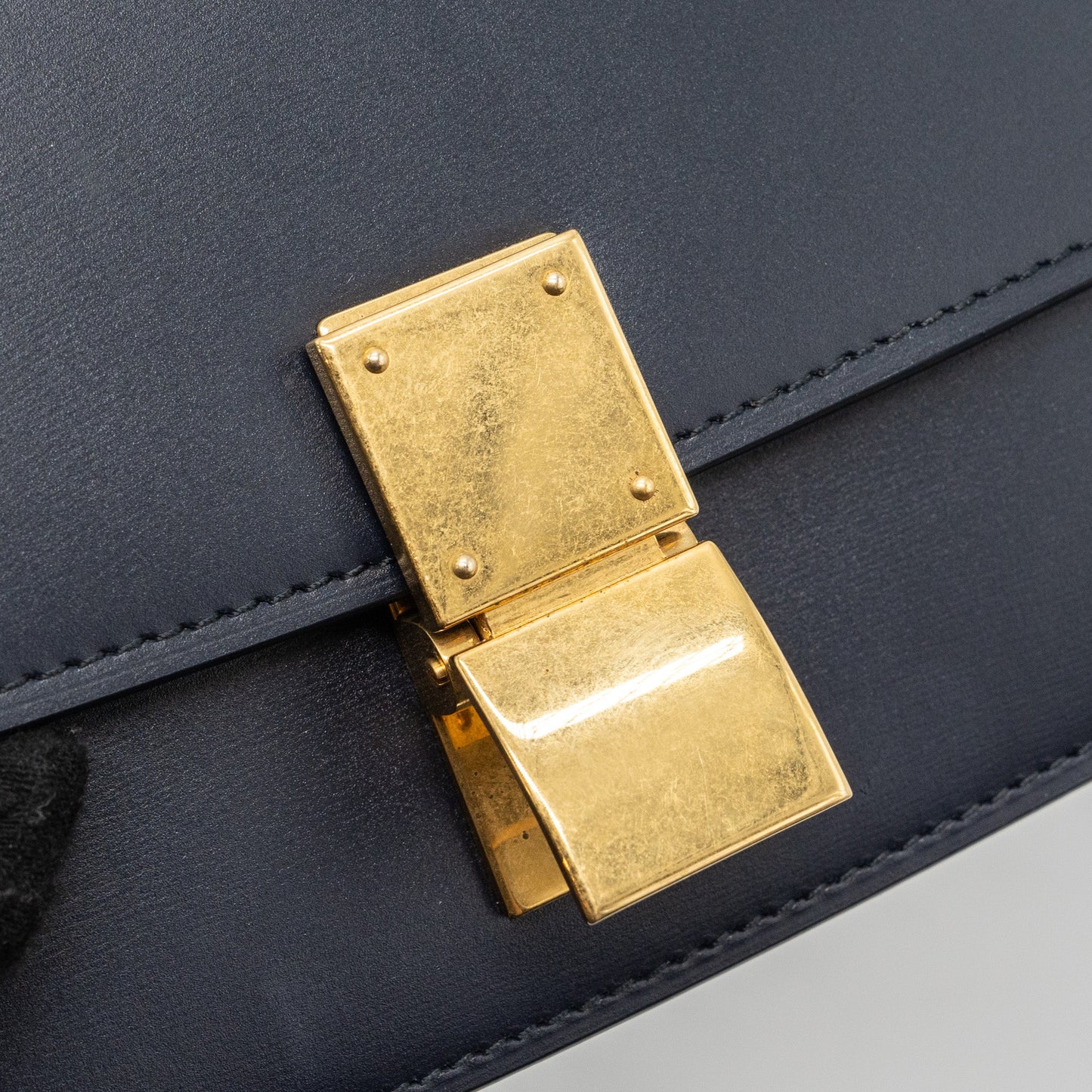 Celine mini box bag calfskin dark blue GHW