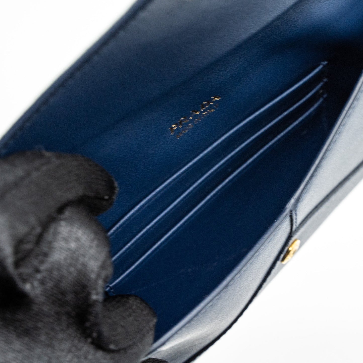 Prada Saffiano Clutch Calfskin Blue GHW