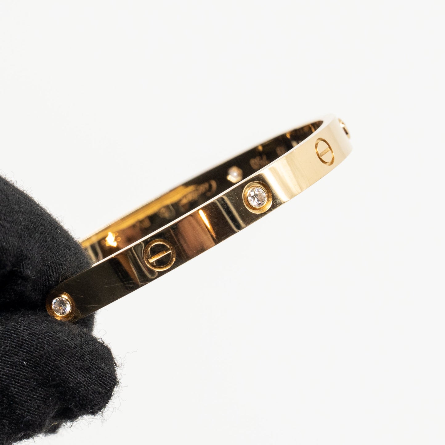 Cartier Size 19 Love Bracelet Classic Model Yellow Gold with 4 Diamonds